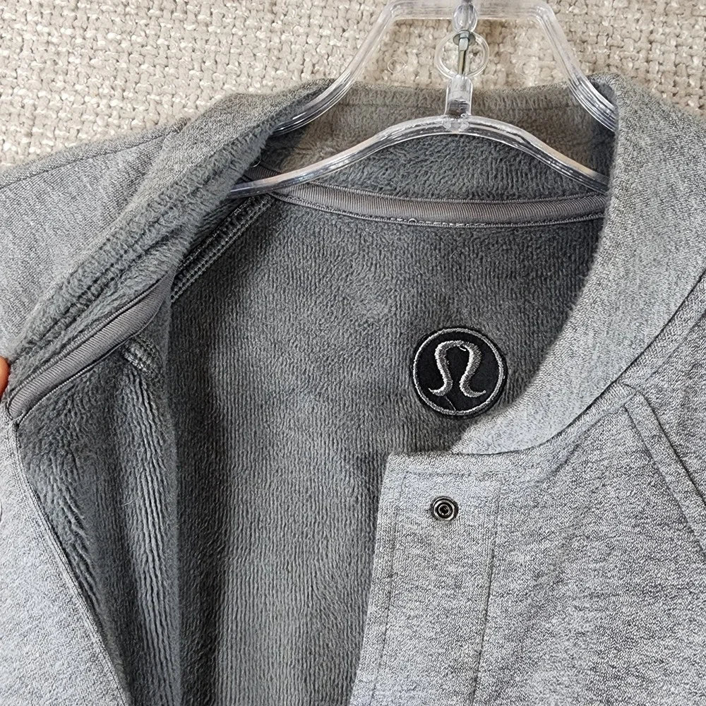Lululemon Scuba Oversized Varsity Jacket Womens M/L Heathered Grey Plush Lining